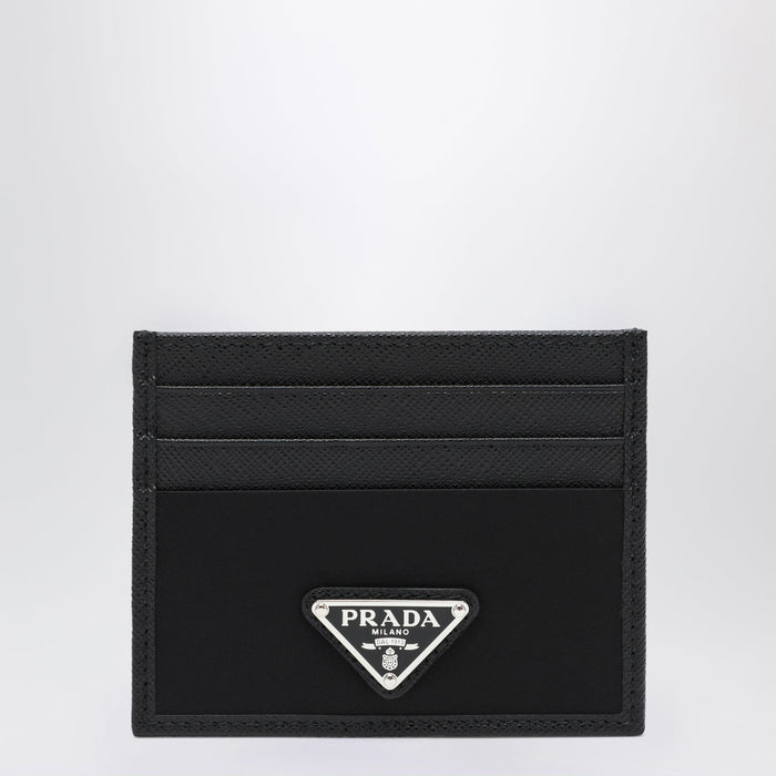 Prada Black Saffiano Card Case With Logo Triangle