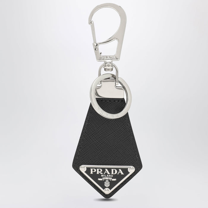 Prada Black Saffiano Key Holder With Logo