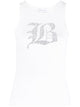 Blumarine Logo Ribbed Cotton Tank Top
