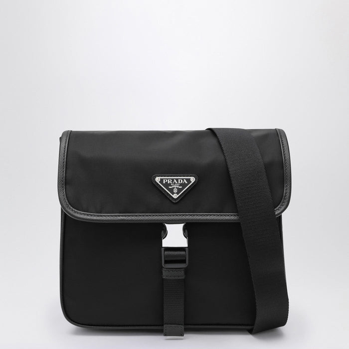 Prada Shoulder Bag In Re-Nylon And Black Saffiano