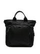 Prada Logo-Plaque Leather-Trim Tote Bag