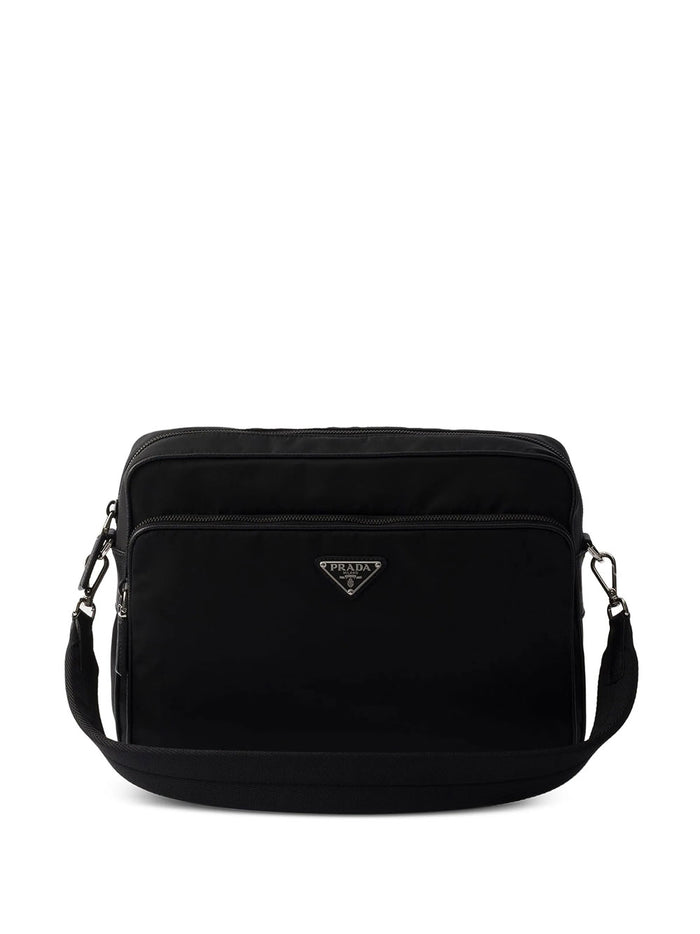 Prada Logo-Plaque Nylon Messenger Bag