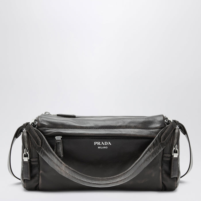 Prada Dark Brown Aged-Effect Nappa Crossbody Bag