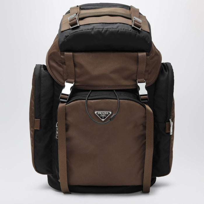 Prada Backpack In Renylon And Leather Black / Burnt