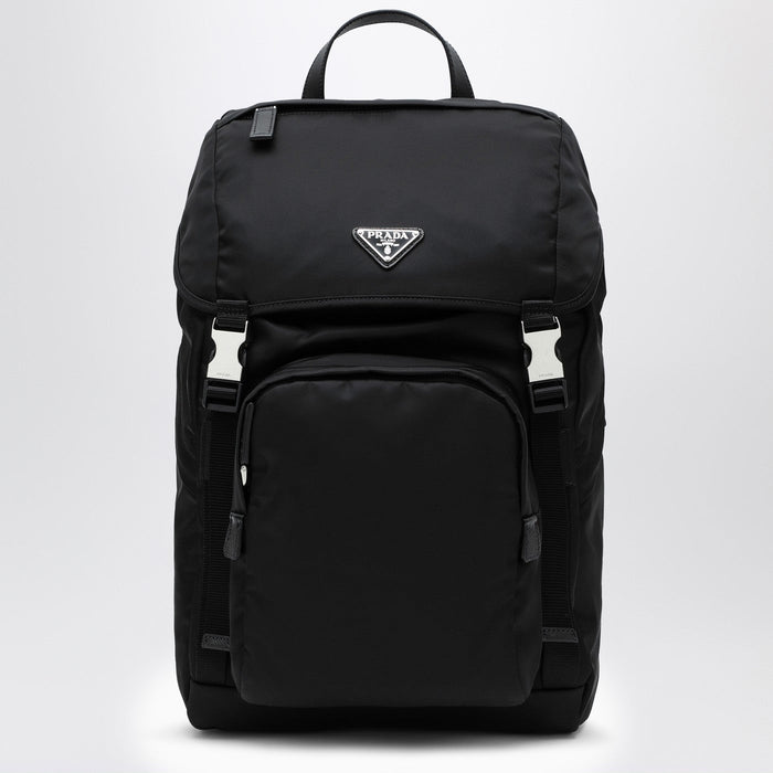 Prada Black Re-Nylon Backpack With Snap Fastener