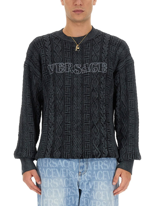 Versace Knit With Greek Braid Work