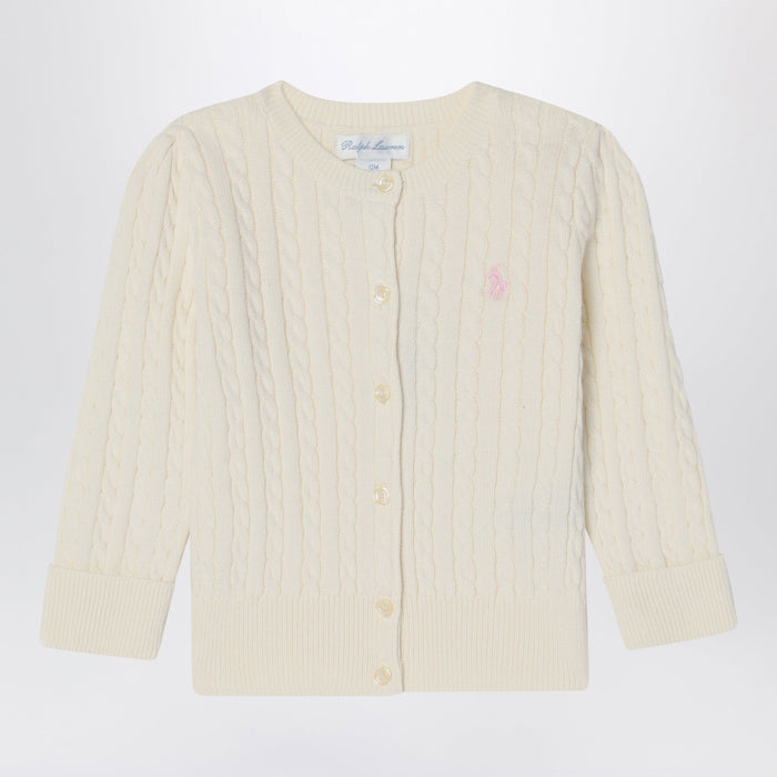 Polo Ralph Lauren White Cable Knit Cotton Cardigan