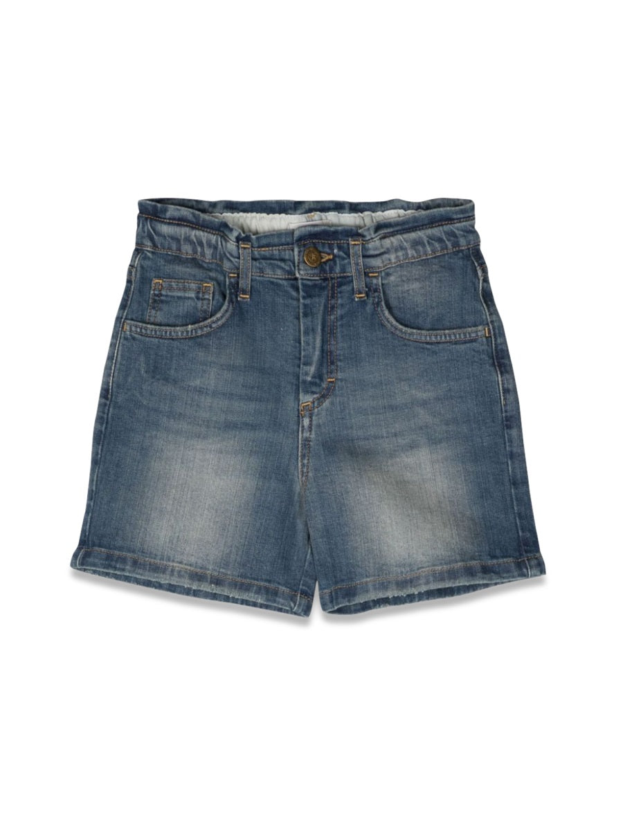 Golden Goose Journey/ Girl's Elasticated Waist Short/ Medium Stone Washed Denim/ Heart Pocket