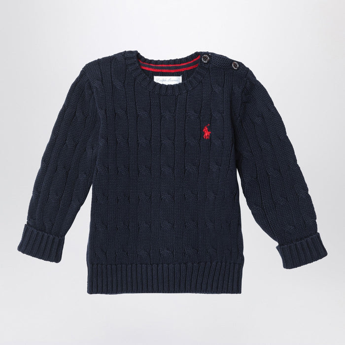 Polo Ralph Lauren Navy Blue Cotton Cable-Knit Sweater