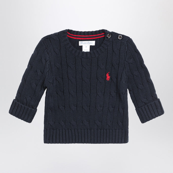 Polo Ralph Lauren Navy Blue Cable-Knit Cotton Sweater