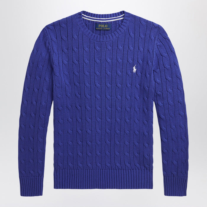 Polo Ralph Lauren Bright Blue Crew Neck Sweater With Braids