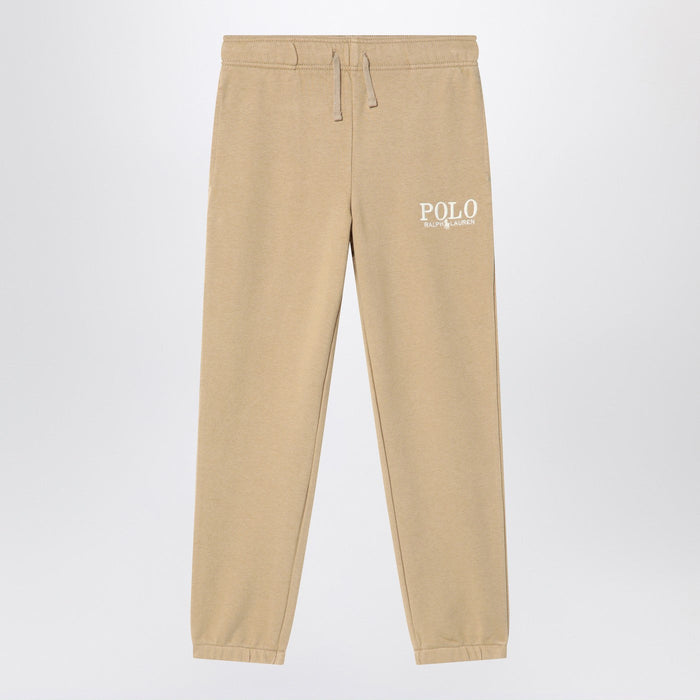 Polo Ralph Lauren Beige Cotton Jogging Trousers With Logo