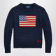 Polo Ralph Lauren Navy Blue Sweater With Flag Intarsia