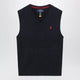 Polo Ralph Lauren Cable-Knit V-Neck Cotton Sweater Vest In Navy