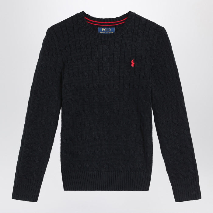 Polo Ralph Lauren Black Cable-Knit Crewneck Sweater