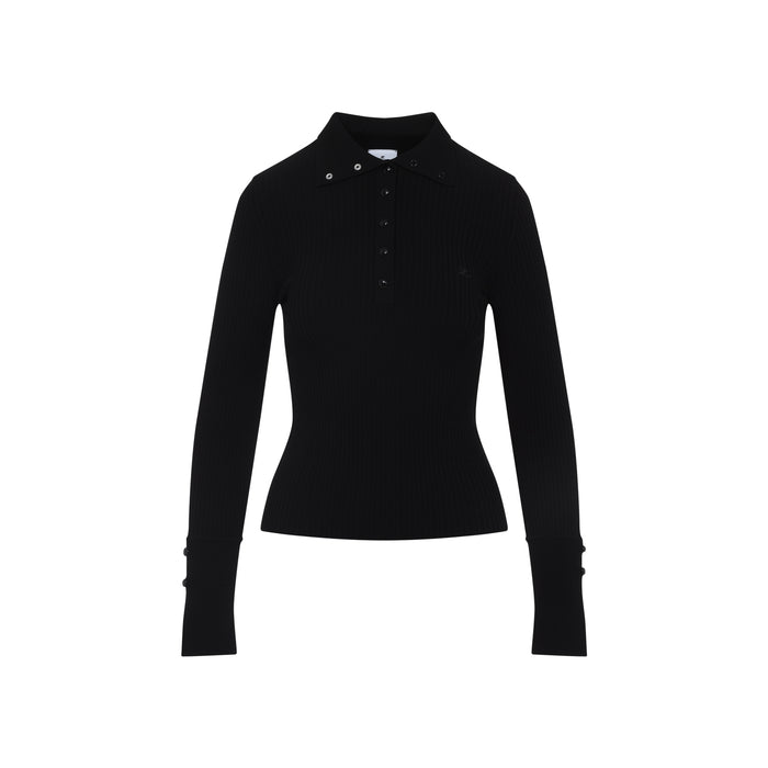 Courregès Black Viscose Blend Polo Shirt