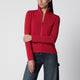 Courrèges High-Neck Iced Red Merino Wool Cardigan