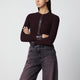 Courrèges Ribbed Knit Cardigan With Vinyl Trim In Burgundy