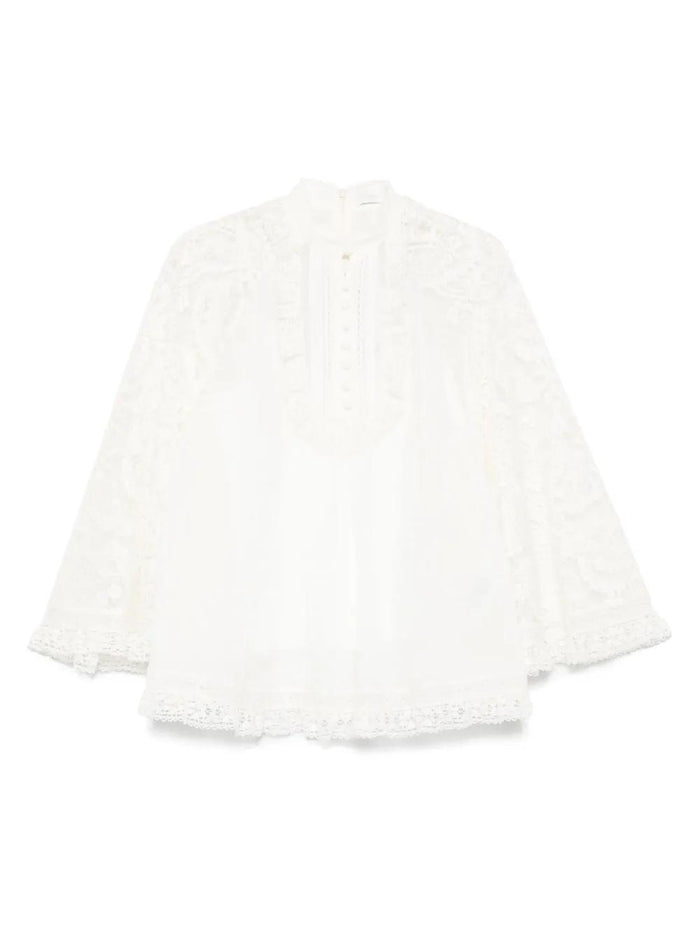 Zimmermann Ruffled Ramie Blouse