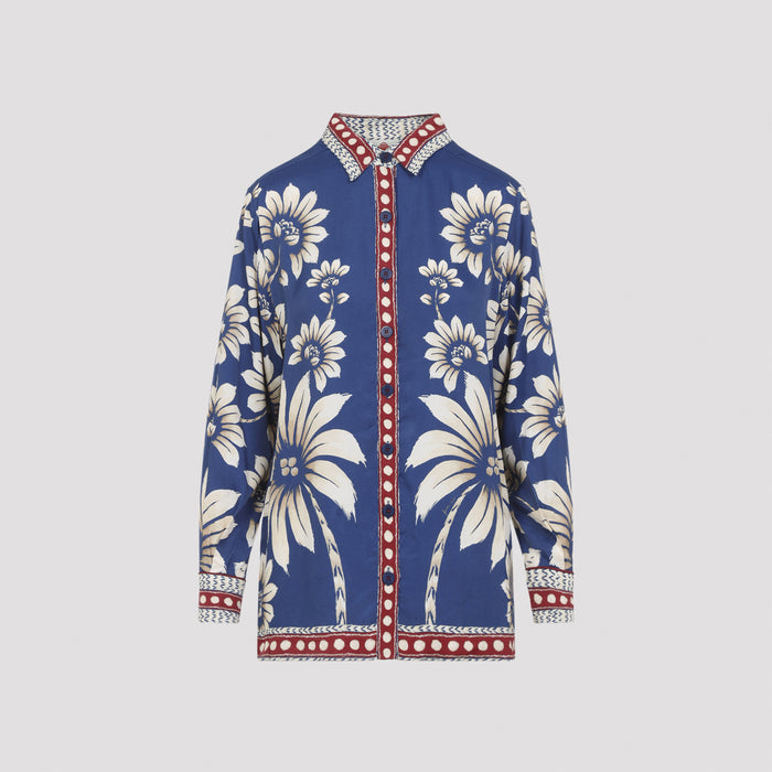 Farm Rio Luna Blue Viscose Shirt