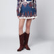Farm Rio Deep Blue And Sand Pleated Mini Skirt With Arabesque Print