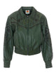 Farm Rio Green Richilieu Heart Leather Jacket