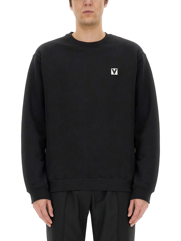 Valentino Cotton Crewneck Sweatshirt With "Chez Valentino" Patch