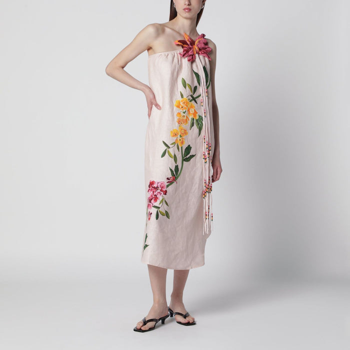 Farm Rio Garden Terrace Floralprint Linen Maxi Dress