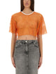 Moschino Jeans Cropped Mesh Top
