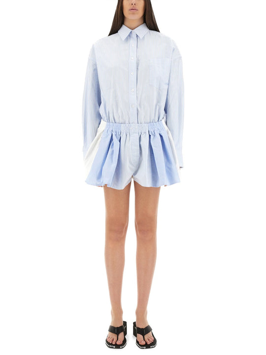 Alexander Wang Short Striped Overalls