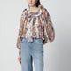 Farm Rio White Sea Garden Blouse With Ruffles
