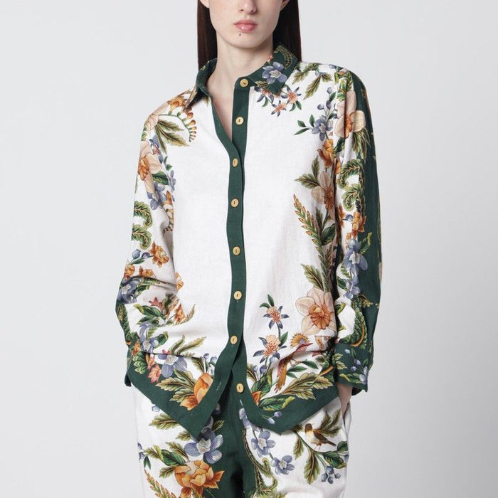 Farm Rio Sand Nature Shirt In Linen Blend