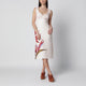 Farm Rio Sand-Colored Linen Midi Dress With Strelitzia Pattern