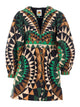 Farm Rio Heart Deco Green Mini Dress