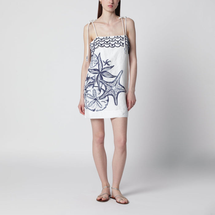 Farm Rio Coast Stars Printed Linen Midi Dress