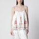 Farm Rio Linenblend Top With Floral Embroidery