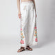 Farm Rio Linen-Blend Trousers With Floral Embroidery