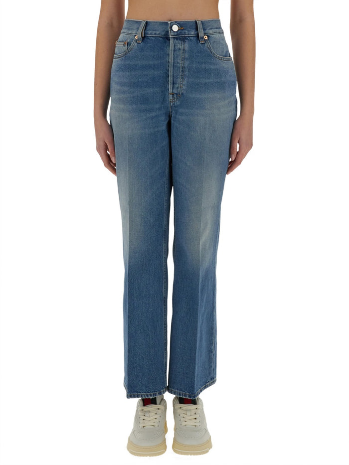 Gucci Denim Pants With Logo Label