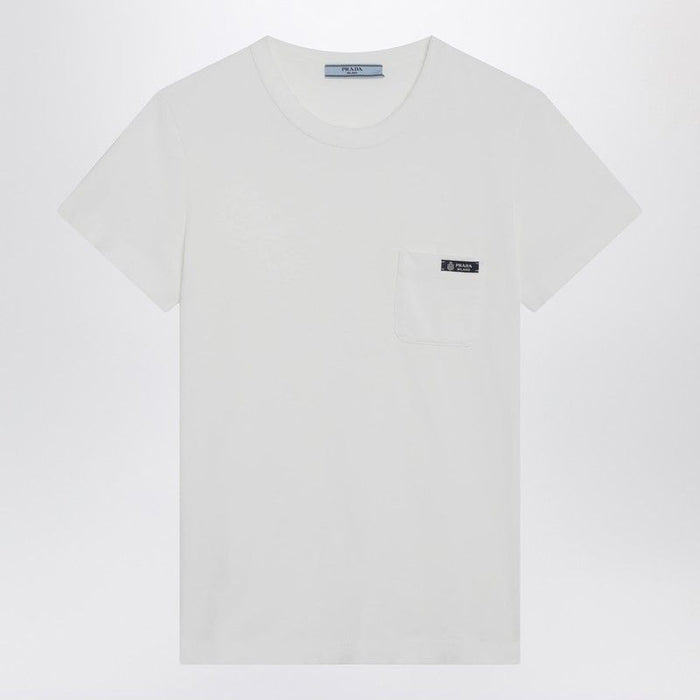 Prada Tshirt Girocollo Bianca In Cotone