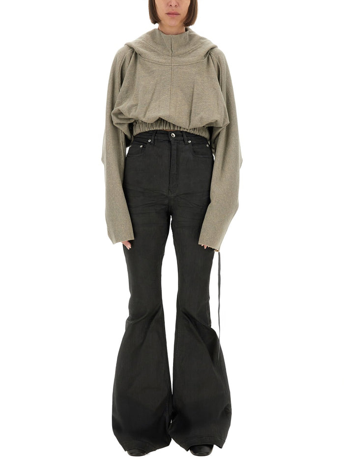 Rick Owens Drkshdw Cropped Hooded Tunic Sweatshirt