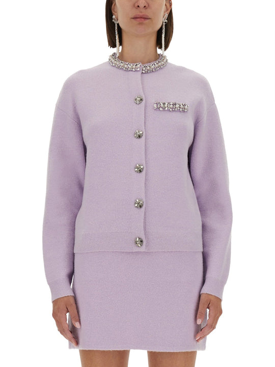 Self-Portrait Knitted Cardigan With Crystals