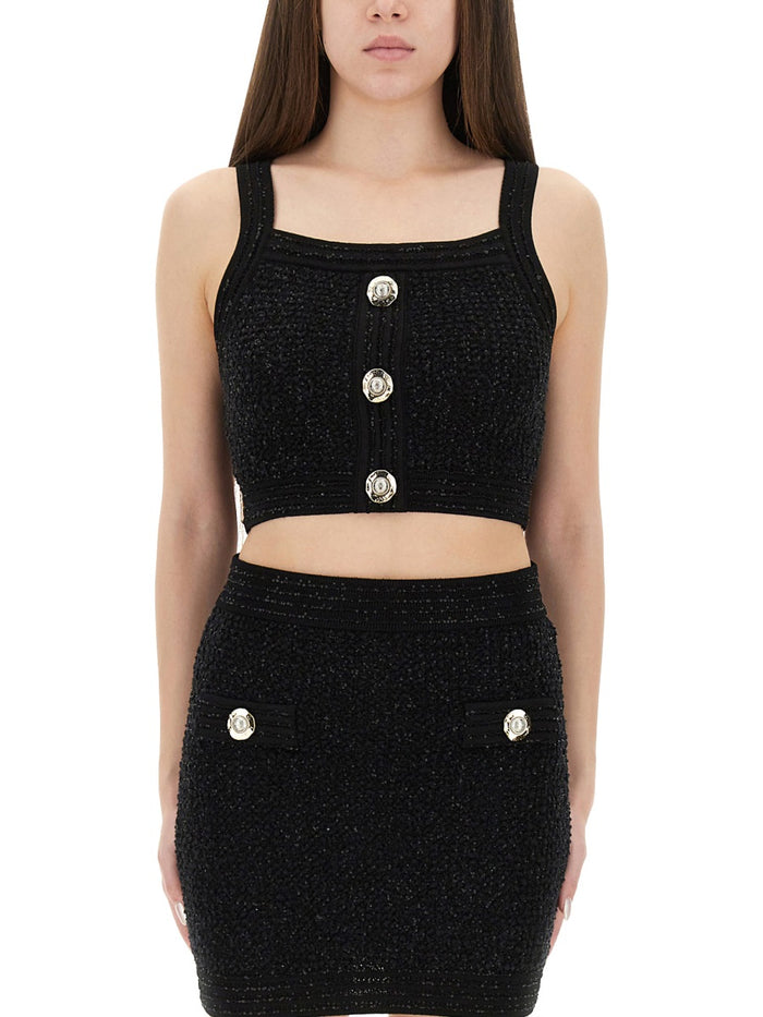 Balmain Tweed Crop Top