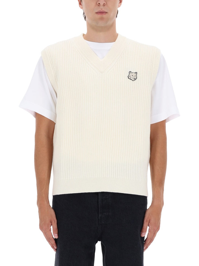 Maison Kitsuné Ribbed Vest With Fox Patch