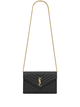 Saint Laurent Black Leather Cassandre Clutch