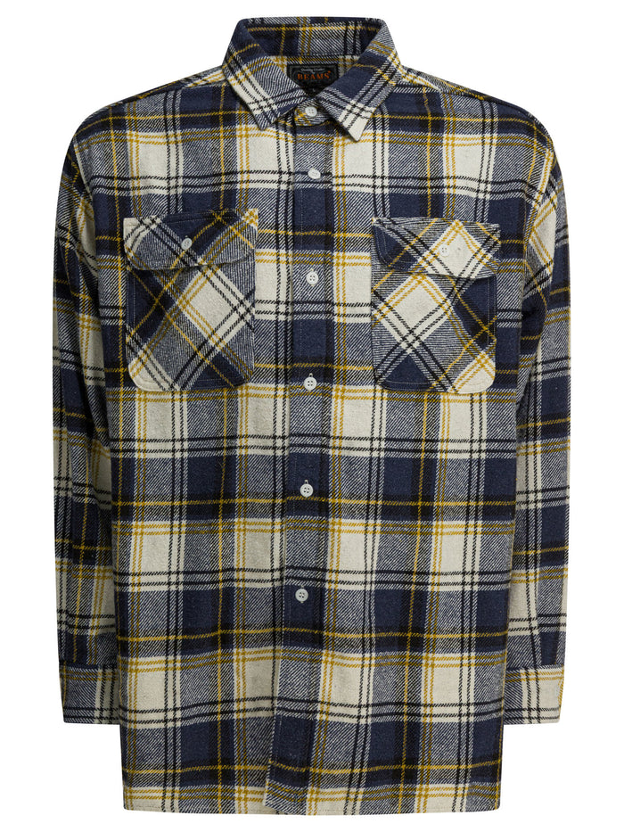 Beams Plus Purple Cotton Polyester Shirt