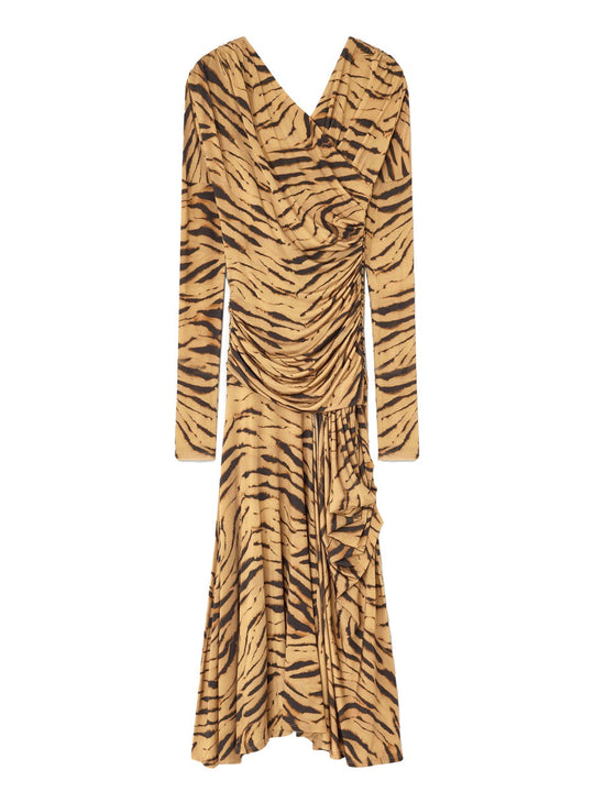 Ganni Long Dress With "Zebra" Print