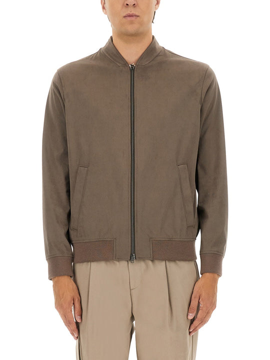 Herno "Resort" Bomber Jacket In Suede Alternatives