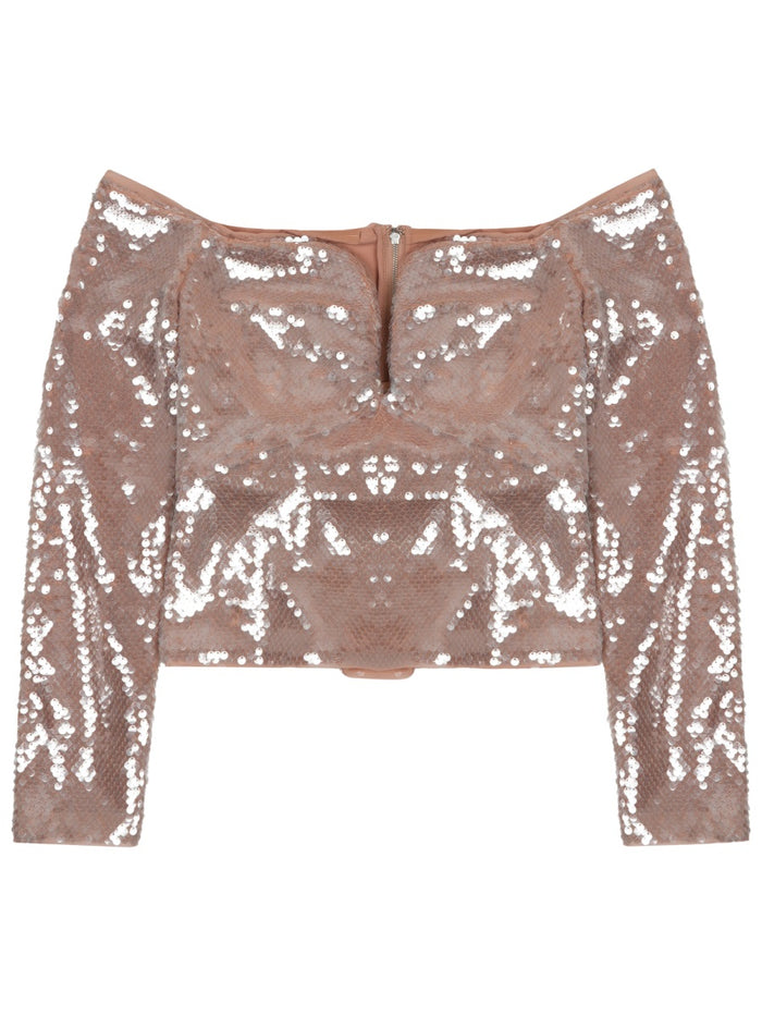Self-Portrait Sequined Sleeveless Top