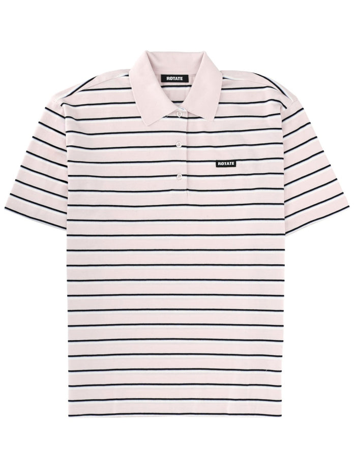 Rotate Birger Christensen Striped Polo Shirt With Logo