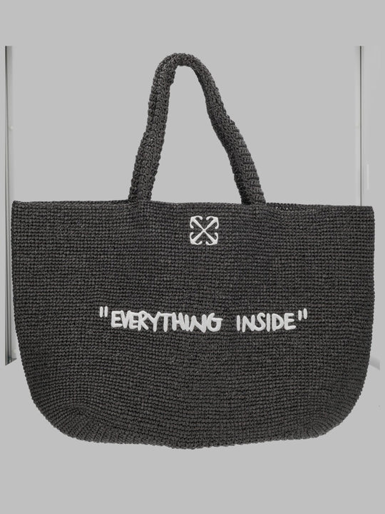 Off-White Borsa Tote In Rafia Con Ricamo